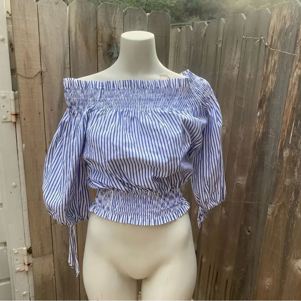 Caroline Constans Striped Off Shoulders Blouse size small